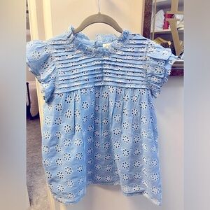 Sail to Sable blue chambray eyelet top